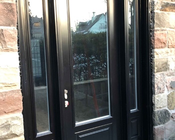 Steel Entry Door Black with 2 Sidelites