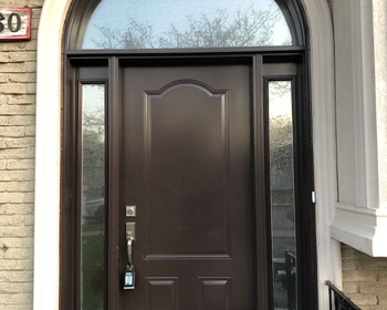 Steel Entry Door Brown with Arched Round Transom Brown Brampton