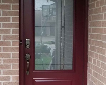 Steel Entry Door Burgundy 3:4 Contemporary Glass Toronto