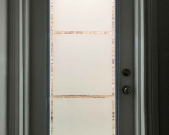 Steel Entry Door with Milky Glass and Clear Lines