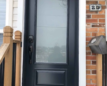 Steel Entry Door with Sandblasted Glass