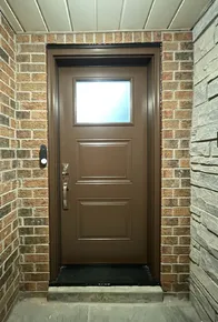 Brown steel Sydney door with top glass
