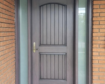 Fiberglass camber top planks door with frosted glass sidelites.jpg