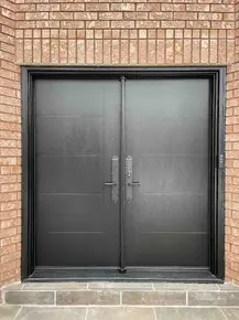 Modern Grey Fiberglass Double door with classic handles.jpg