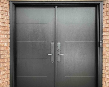 Modern Grey Fiberglass Double door with classic handles.jpg