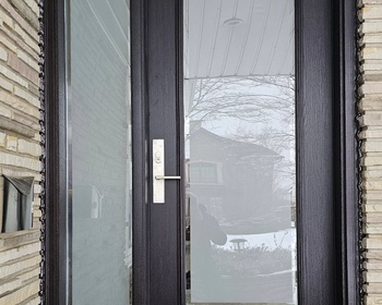 Black fiberglass door with full size frosted glass and sidelite.jpg