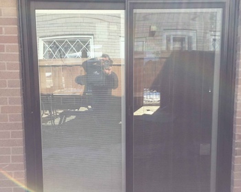 Sliding Patio Door Black with Miniblinds Mississauga
