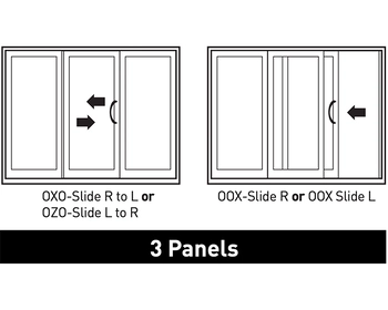 Three panel sliding patio door