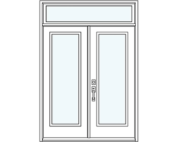 Double fiberglass entry door with transom