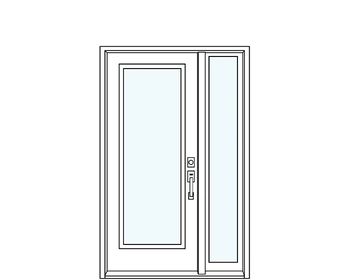 Single fiberglass entry door with one sidelite