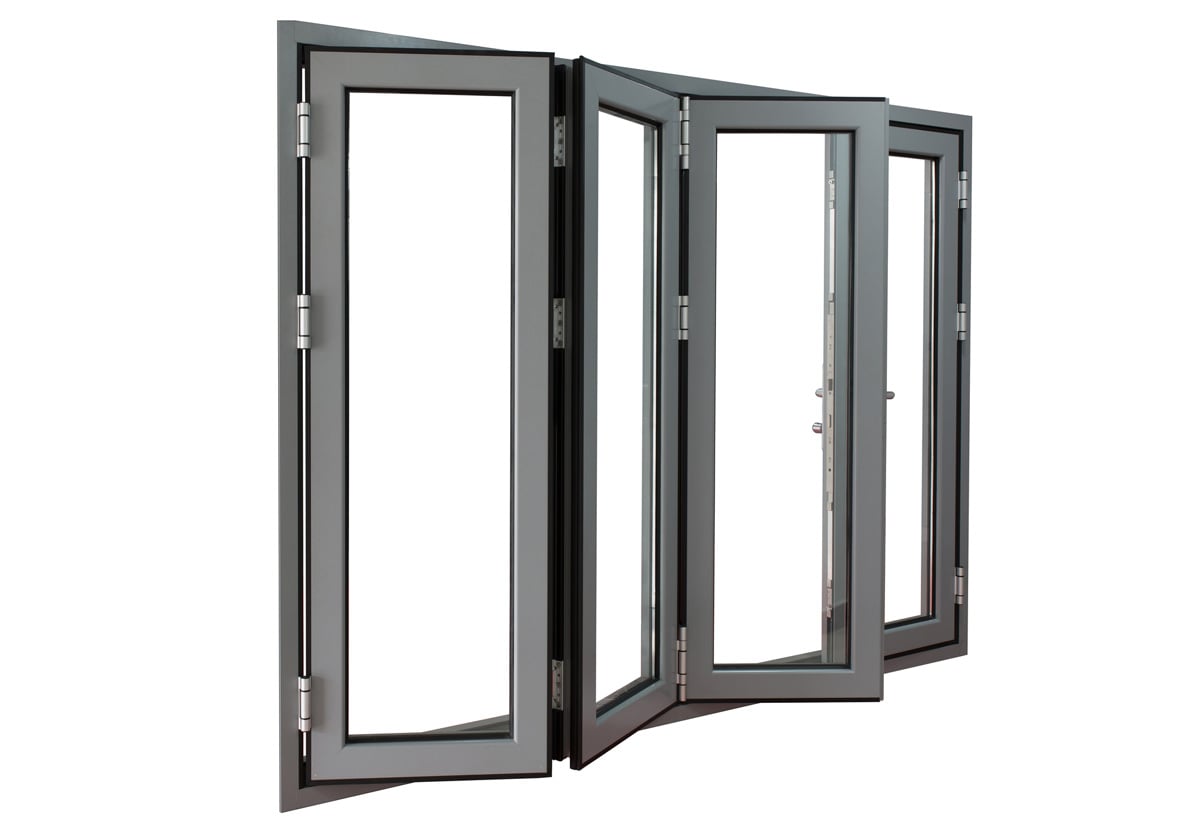 Aluminum window frame in modern bi-fold doors