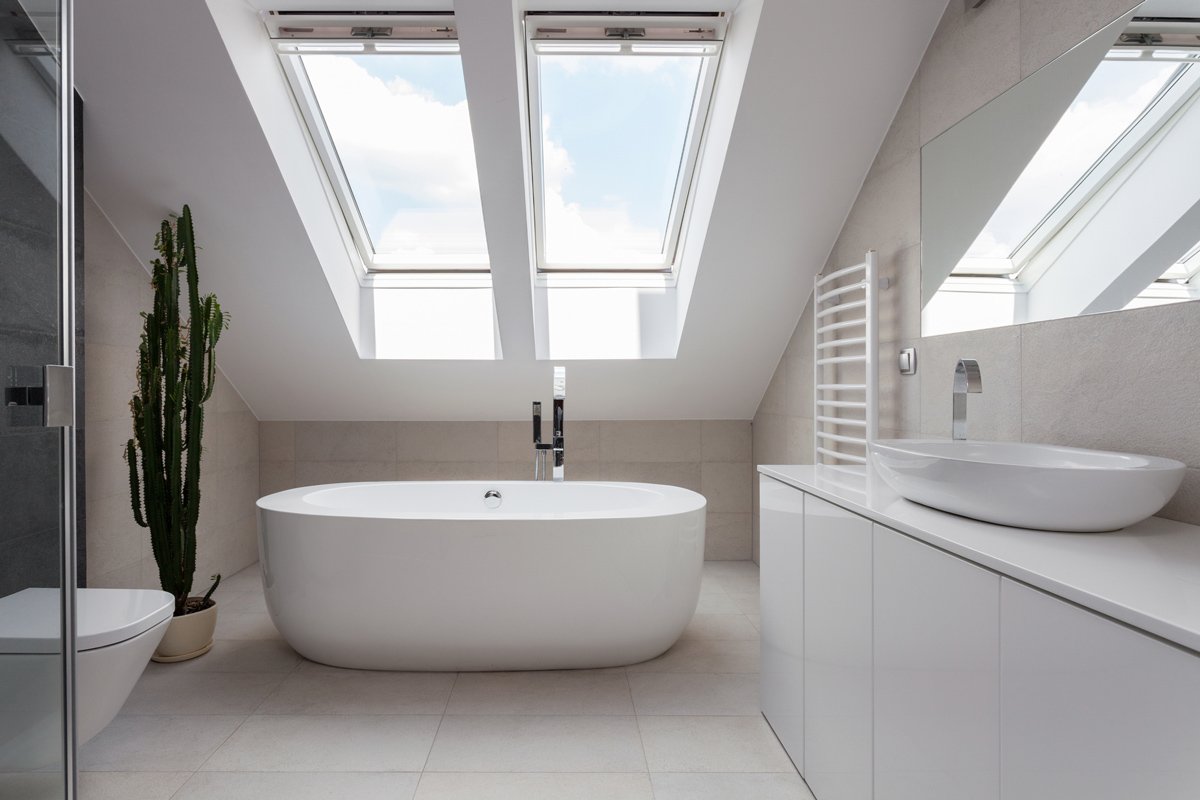 Bathroom skylight bringing natural light into private interior space