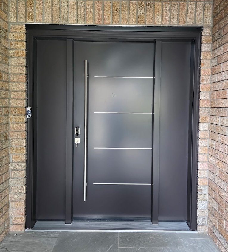 Custom steel entry door for Toronto home