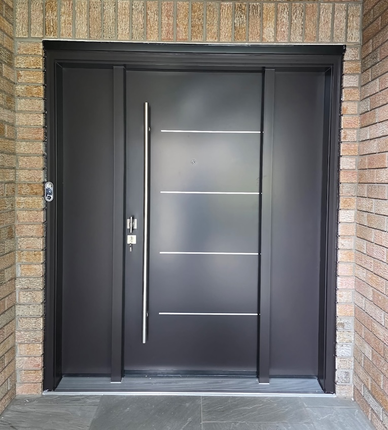 Steel front door options showing common styles and finishes for Ontario homeowners, comparing entry door prices in 2026.