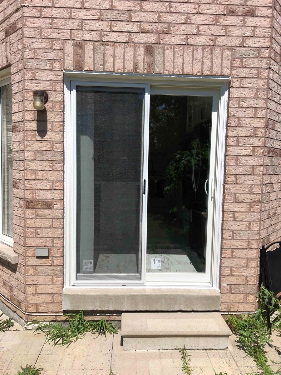 Sliding patio door with standard dimensions used in Canadian homes