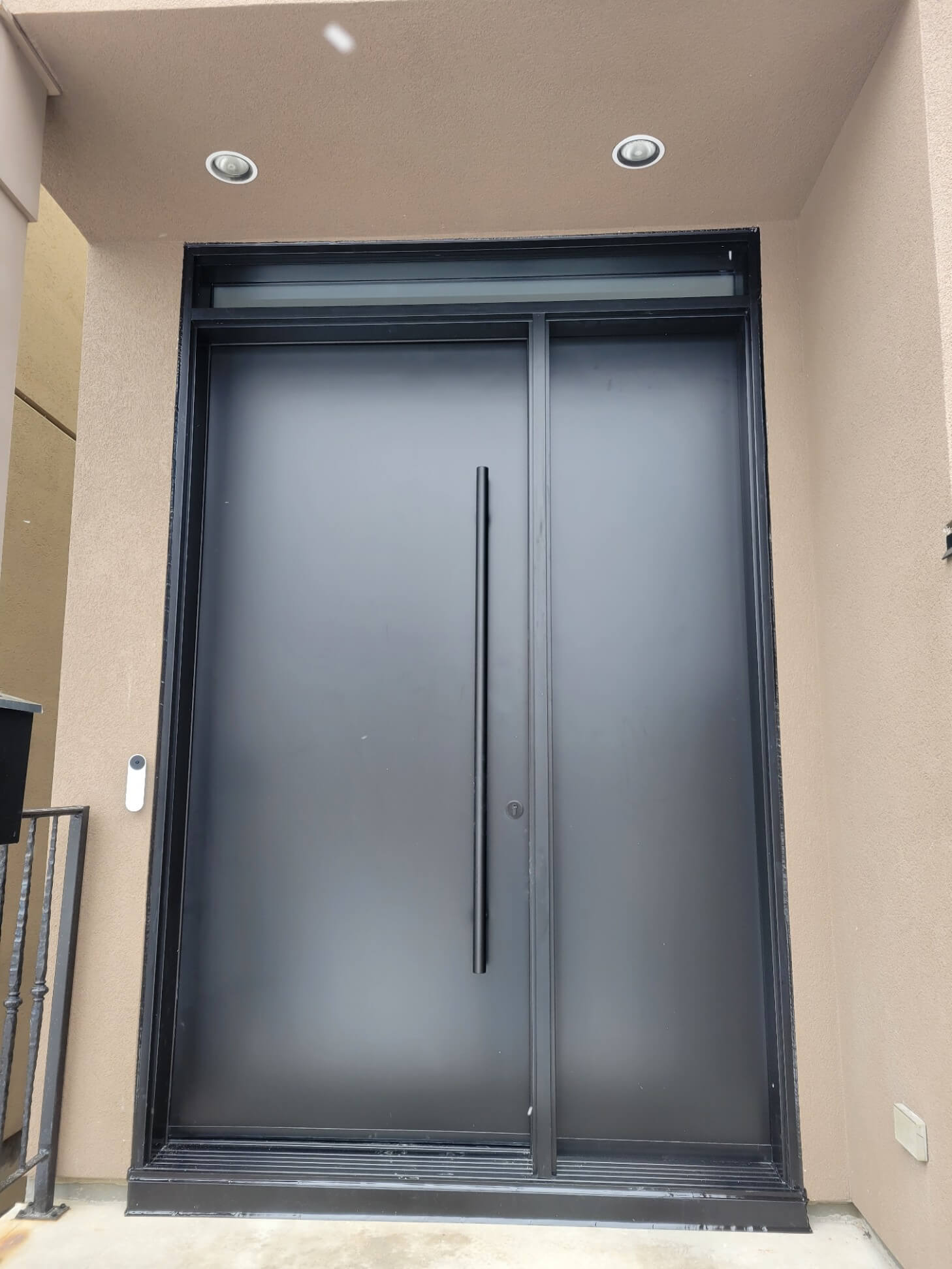 Reinforced steel door with high-security locks and peephole